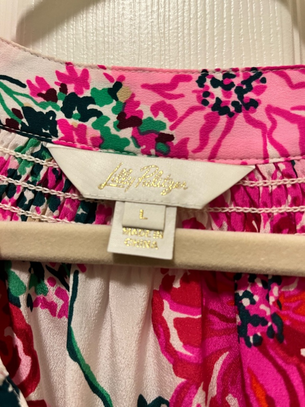Lilly Pulitzer Pink & Green Floral Long-Sleeve Blouse - Picture 3 of 3